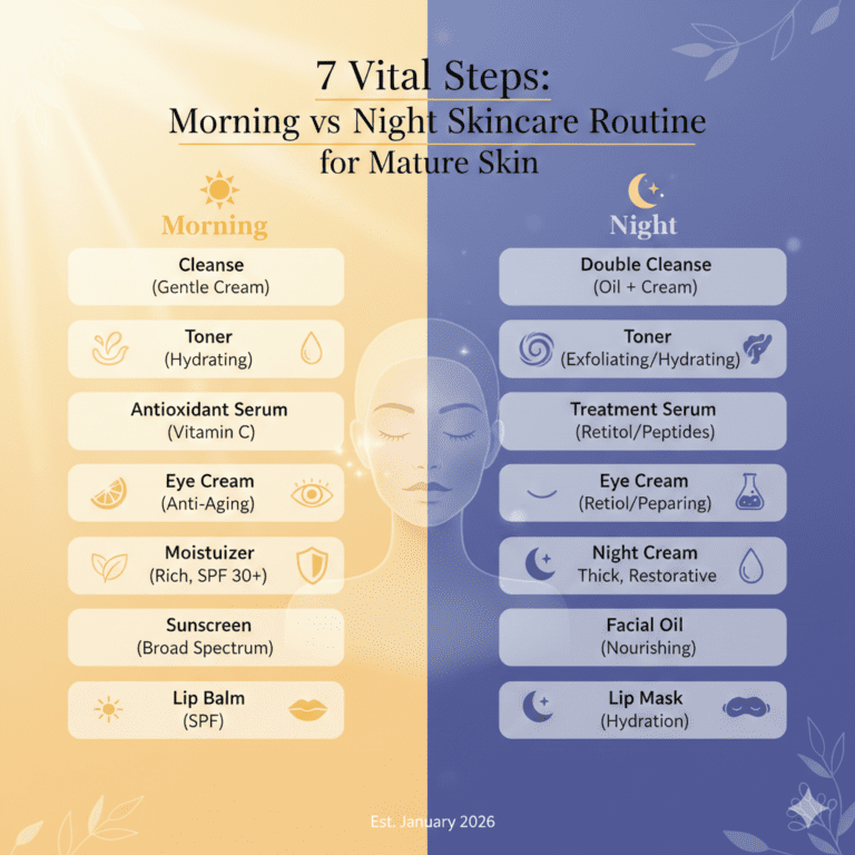 7 Vital Steps: Morning vs Night Skincare Routine for Mature Skin.