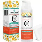 Trendy Blends 18% vitamin C serum for face with niacinamide in an airless pump bottle.