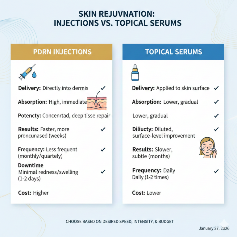 7 Key Insights: PDRN Injections vs Topical Serums for Skin Rejuvenation.
