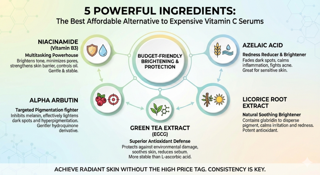 5 Powerful Ingredients in The Best Affordable Alternative to Expensive Vitamin C Serums. 