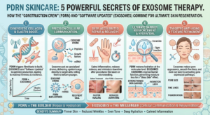 This infographic illustrates the synergy between PDRN and Exosome Therapy, framing them as the ultimate "power couple" for regenerative skincare in 2026.