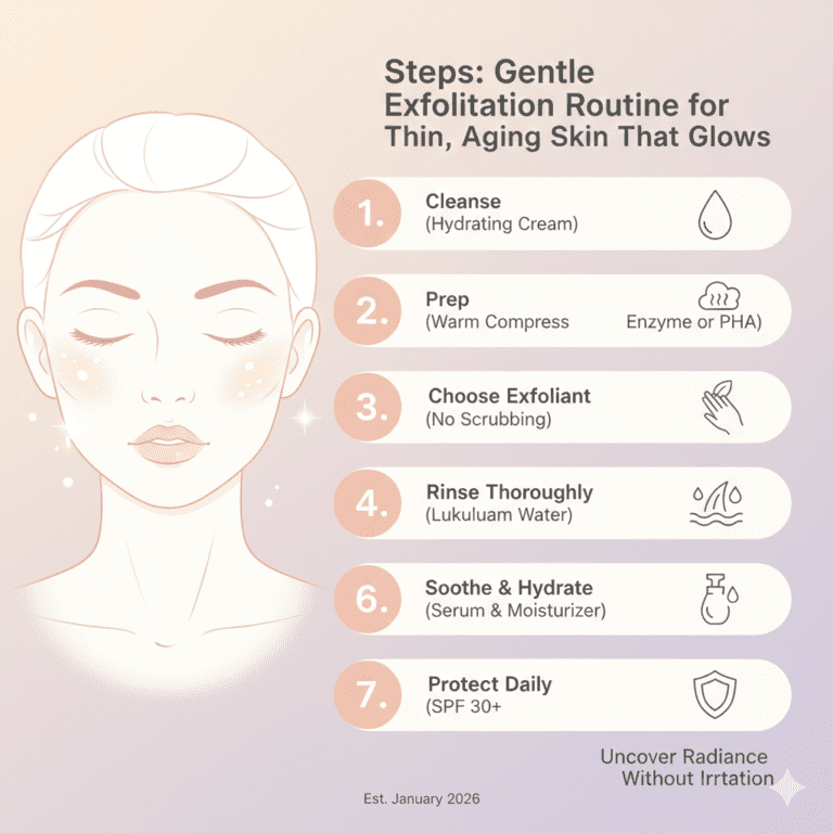 7 Steps: A Gentle Exfoliation Routine for Thin Aging Skin That Glows.